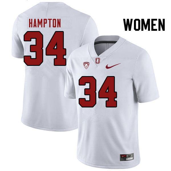 Women #34 Caleb Hampton Stanford Cardinal College Football Jerseys Stitched Sale-White